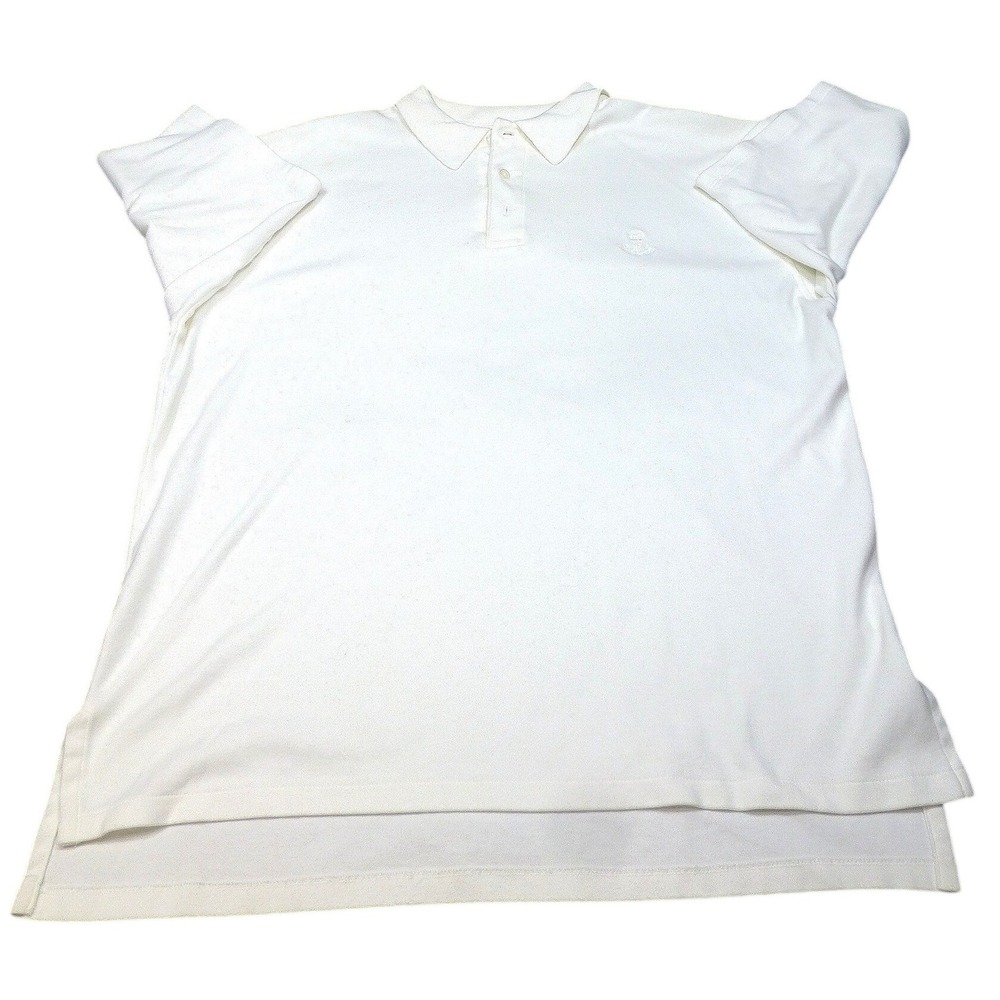 Vintage Ruff Hewn Mens Large White Cotton Short Sleeve Crest Polo Shirt USA Made